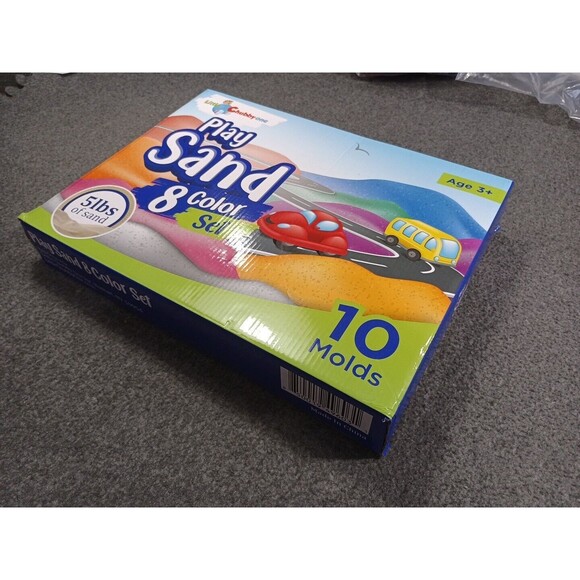 LITTLE CHUBBY ONE 8 Color Kids Play Sand Set 5 Lbs of Sand 10 Molds Non-Toxic - Picture 5 of 11